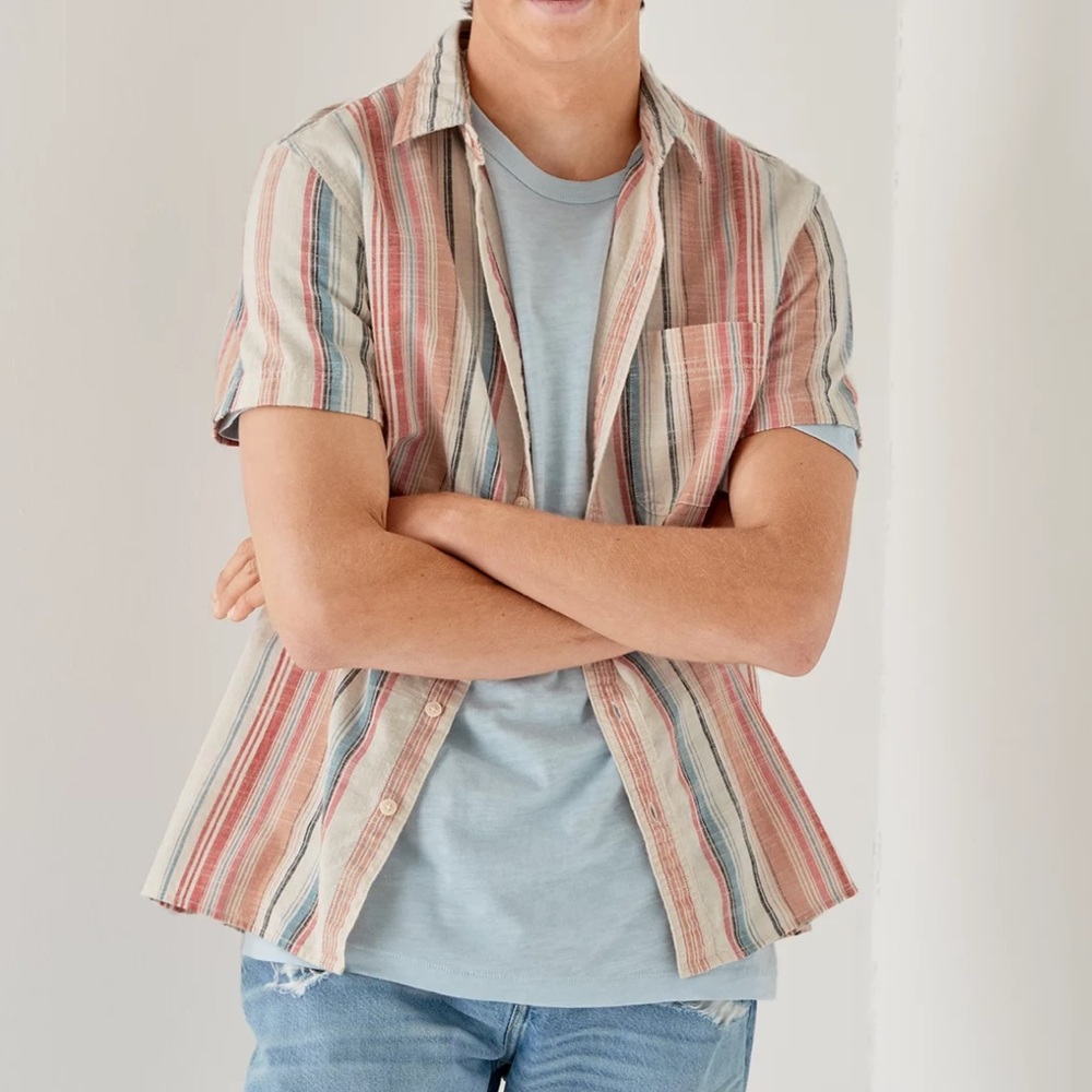 American Eagle Outfitters Striped Shirt - Red, Blue, Cream